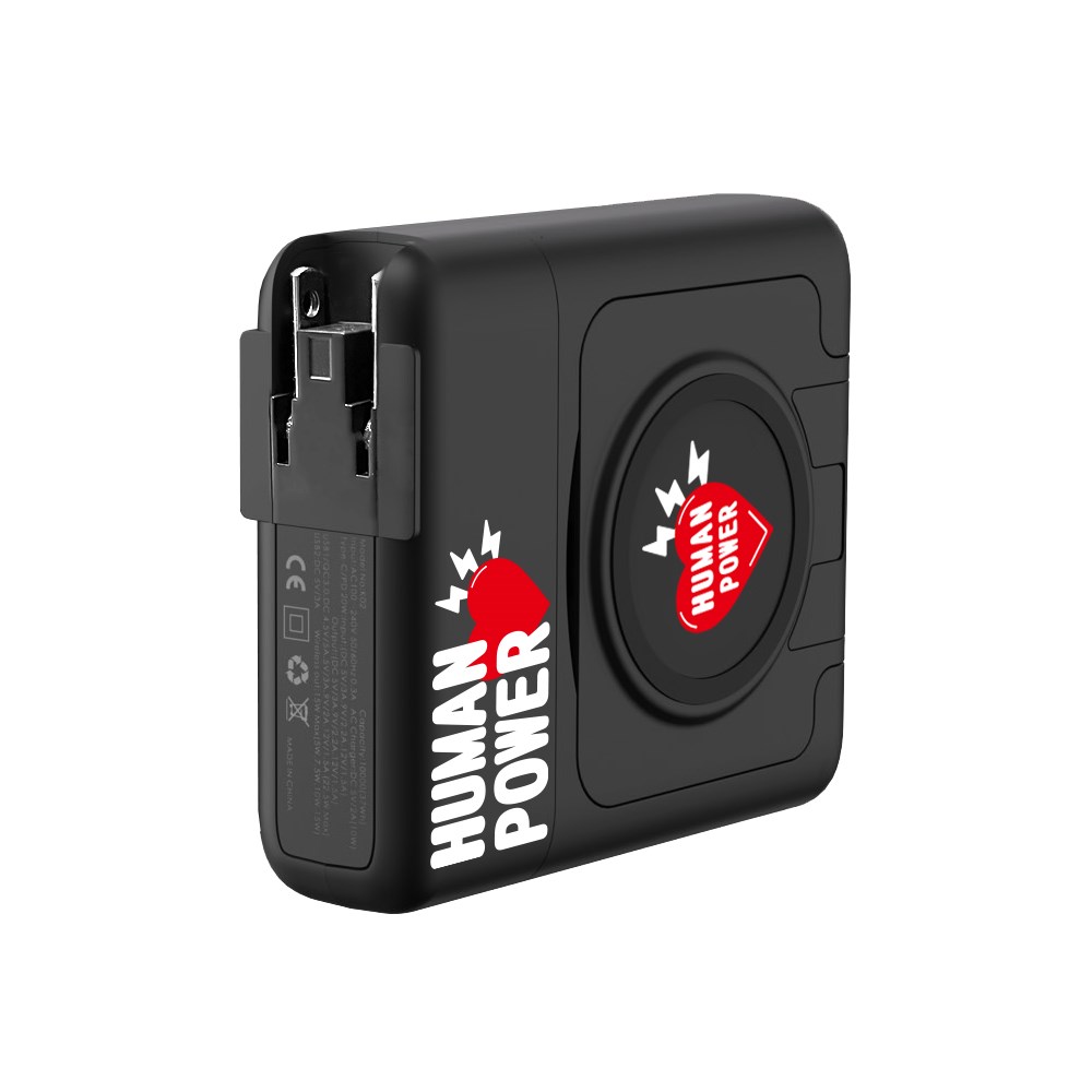【HUMAN POWER】10000mAh多功能萬用隨身充 行動電源 HU-033,AC充電頭,無線充電,手機支架,快充,15W,PD快充線